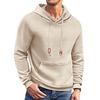 COOFANDY Men's Waffle Knit Hoodies Hipster Casual Hooded Sweatshirt Long Sleeve Pullover Hoodie