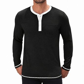 COOFADNY Men's Henley Shirt Long Sleeve Heather Button T-Shirt Classic Casual Tee with Chest Pocket
