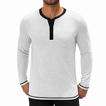 COOFADNY Men's Henley Shirt Long Sleeve Heather Button T-Shirt Classic Casual Tee with Chest Pocket