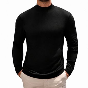 COOFANDY Mens Mock Neck Sweater Slim Fit Fine Knit Lightweight Long Sleeve Pullover