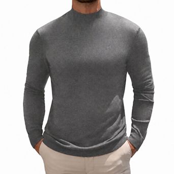 COOFANDY Mens Mock Neck Sweater Slim Fit Fine Knit Lightweight Long Sleeve Pullover