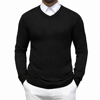 COOFANDY Mens Wool Blend V Neck Sweater Regular Fit Knit Pullover