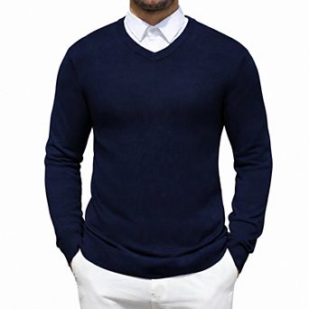 COOFANDY Mens Wool Blend V Neck Sweater Regular Fit Knit Pullover