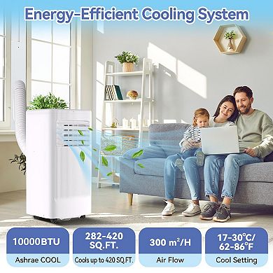 10000 BTU Portable Air Conditioner 3-in-1 Quiet Remote Window Kit Cools 560 Sq Ft