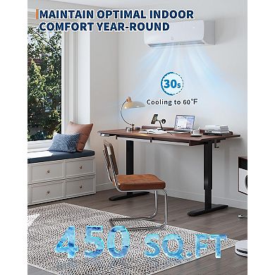 9000 BTU Mini Split AC Heat Pump 19 SEER2 3-in-1 Cools Heats 450 Sq Ft