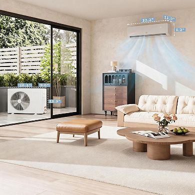 9000 BTU Mini Split AC Heat Pump 19 SEER2 3-in-1 Cools Heats 450 Sq Ft
