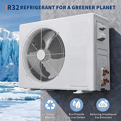 12000 BTU Mini Split AC Heater 21 SEER2 WiFi Remote Quiet Cools Heats 750 Sq Ft
