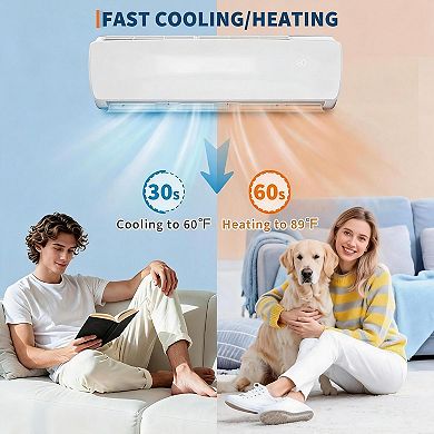 12000 BTU Mini Split AC Heater 21 SEER2 WiFi Remote Quiet Cools Heats 750 Sq Ft