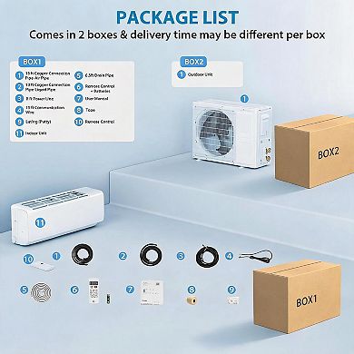 12000 BTU Mini Split AC Heater 21 SEER2 WiFi Remote Quiet Cools Heats 750 Sq Ft
