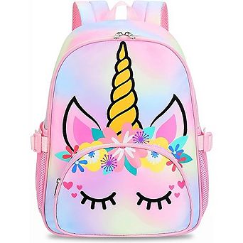 Girls Unicorn School Backpack Preschool Kindergarten Bookbag with Chest Clip Lightweight Durable