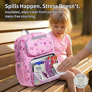 Kids Backpack for Girls, Kindergarten School Bookbag with Lunch Pocket