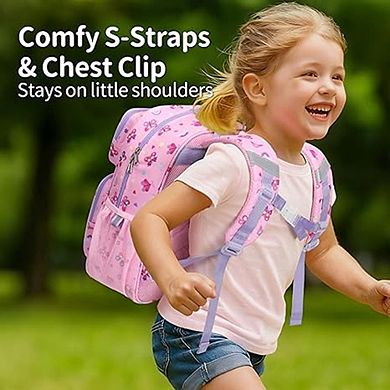Kids Backpack for Girls, Kindergarten School Bookbag with Lunch Pocket