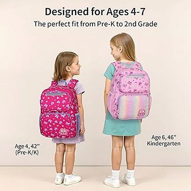 Kids Backpack for Girls, Kindergarten School Bookbag with Lunch Pocket