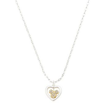 Disney's Mickey Mouse Fine Silver Plated Crystal Head Spinner Open Heart Pendant Necklace
