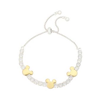 Disney's Mickey Mouse Fine Silver Plated Polished Cubic Zirconia Tennis Bracelet