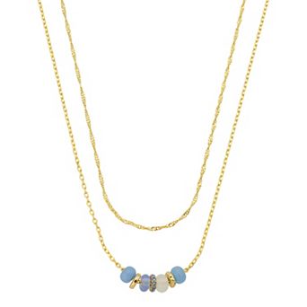 Love This Life® 14k Gold Flash Plated Polished Round Quartz Link Layered Necklace