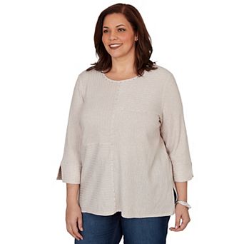 Plus Size Alfred Dunner Spliced Texture Metallic Studded Top