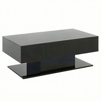 Costway LED Coffee Table with 2 Drawers 20-Color Dimmable LED Lights & Remote Control
