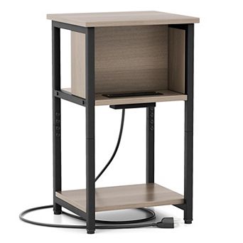 Costway Nightstand 3 tier End Table with Charging Station USB Ports & Power Outlets