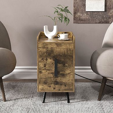Costway Nightstand with Charging Station Home Bedside Sofa Side Tables with 2 Drawers