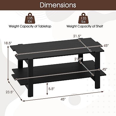 Costway 2-Tier Coffee Table Irregular Center Table with Open Storage Shelf Cocktail Table