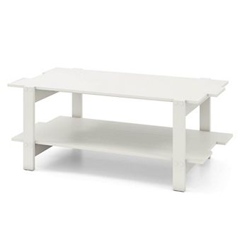 Costway 2 tier Coffee Table Irregular Center Table with Open Storage Shelf Cocktail Table