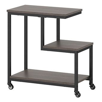 Costway Modern G-Shaped End Table Home 3 tier Side Table with Storage Shelves Accent Table