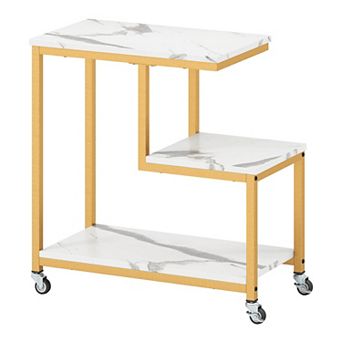 Costway Modern G-Shaped End Table Home 3 tier Side Table with Storage Shelves Accent Table