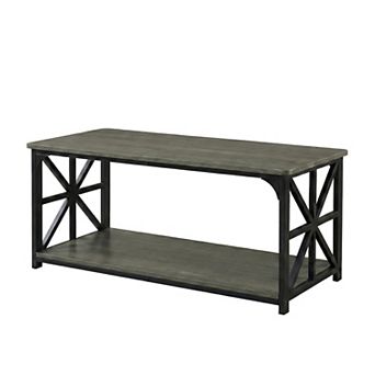 Costway 2 tier Coffee Table, Industrial Accent Table with Dual Star-shaped Metal Frames