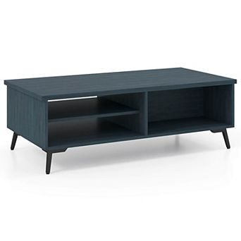 Costway 2 tier Rectangular Center Table with Storage Shelves & Compartments for Living Room