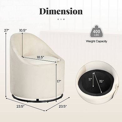 Costway Barrel Chair with Storage 360° Swivel Upholstered Vanity Chair with Backrest