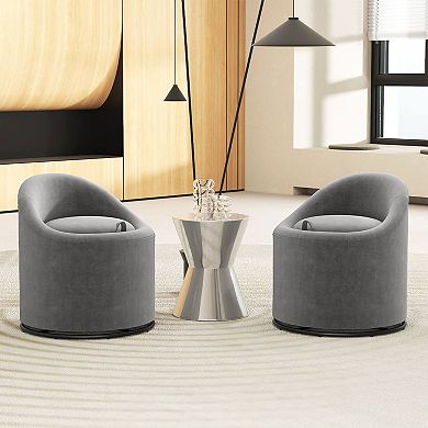 Costway Barrel Chair with Storage 360° Swivel Upholstered Vanity Chair with Backrest