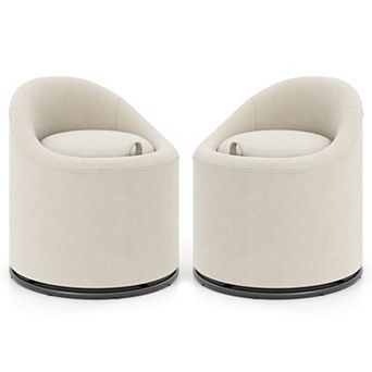 Costway Barrel Chair with Storage 360° Swivel Upholstered Vanity Chair with Backrest