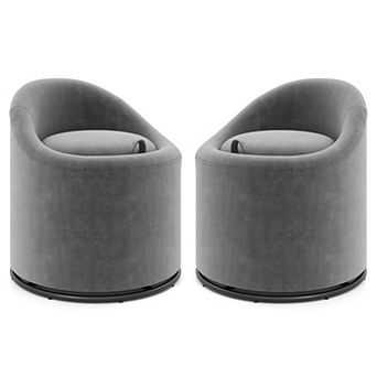 Costway Barrel Chair with Storage 360° Swivel Upholstered Vanity Chair with Backrest