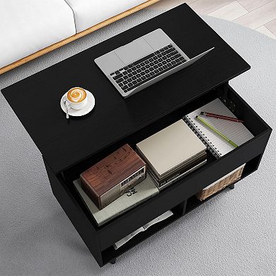 Costway 31.5" Lift Top CoffeeTable ModernTable with Hidden Compartment Wood Legs For Home