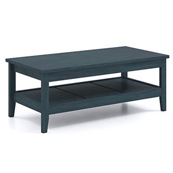 Costway 2 tier Rectangle Center Table with Slatted Storage Shelf & Thickened Tabletop