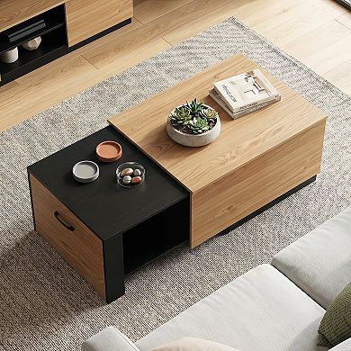 Costway Extendable Coffee table, 21.5”-43.5” Adjustable Length, Low Profile Center Table