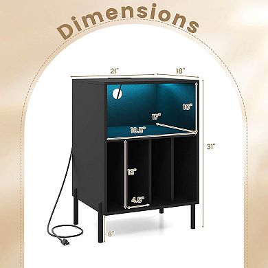 Costway Record Player Stand Turntable Stand with Vinyl Storage Holder & Shelf Table