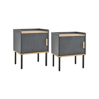 Costway Nightstand Bedside End Table with Door Cabinet for Living Room Bedroom