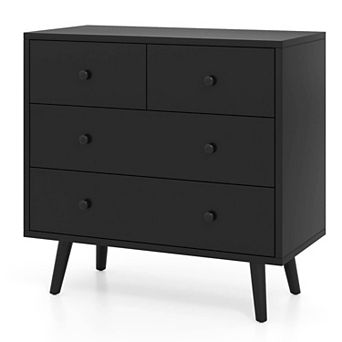 Costway 4 Drawer Dresser for Bedroom Wide Chest of Drawers with Metal Guide Rails