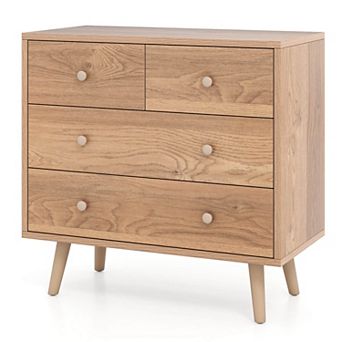 Costway 4 Drawer Dresser for Bedroom Wide Chest of Drawers with Metal Guide Rails