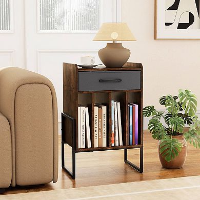 Costway Record Player Stand Turntable Stand with Drawer & Record Holder Display Shelf