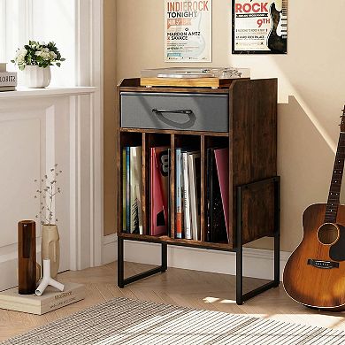 Costway Record Player Stand Turntable Stand with Drawer & Record Holder Display Shelf