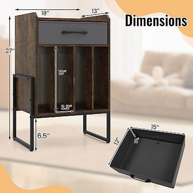 Costway Record Player Stand Turntable Stand with Drawer & Record Holder Display Shelf