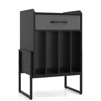 Costway Record Player Stand Turntable Stand with Drawer & Record Holder Display Shelf