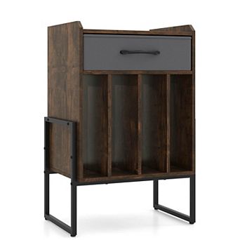 Costway Record Player Stand Turntable Stand with Drawer & Record Holder Display Shelf