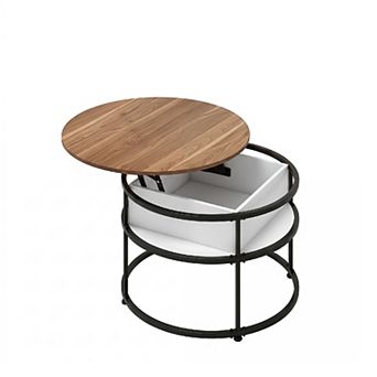Costway 31.5” Lift Top Coffee Table with Hidden Compartment & Side Shelves for Living Room