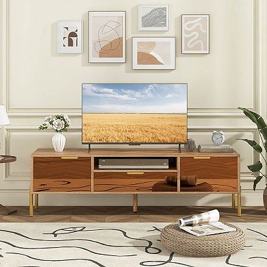 Costway Mirrored TV Stand for TV up to 65" Modern TV Console Table with Spacious Tabletop