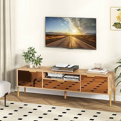 Costway Mirrored TV Stand for TV up to 65" Modern TV Console Table with Spacious Tabletop