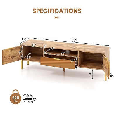 Costway Mirrored TV Stand for TV up to 65" Modern TV Console Table with Spacious Tabletop